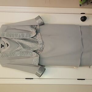 LE BOS Elegant Sage Green Dress with Jacket Jewel Accent 22W NWOT